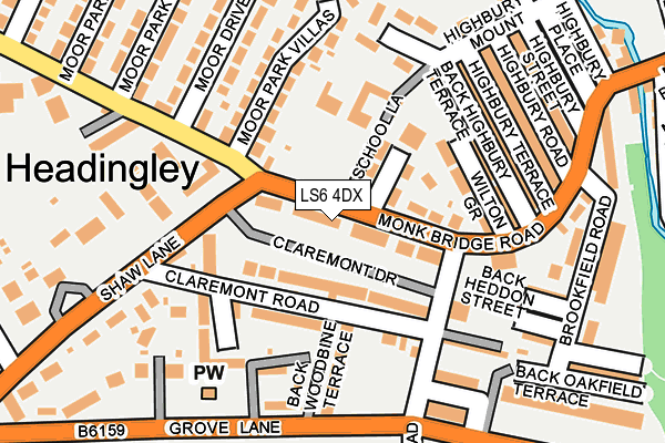 LS6 4DX map - OS OpenMap – Local (Ordnance Survey) LS6 4DX map - OS OpenMap – Local (Ordnance Survey)