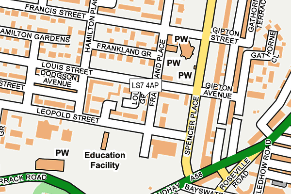 LS7 4AP map - OS OpenMap – Local (Ordnance Survey) LS7 4AP map - OS OpenMap – Local (Ordnance Survey)