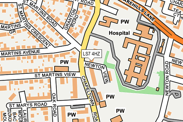 LS7 4HZ map - OS OpenMap – Local (Ordnance Survey)