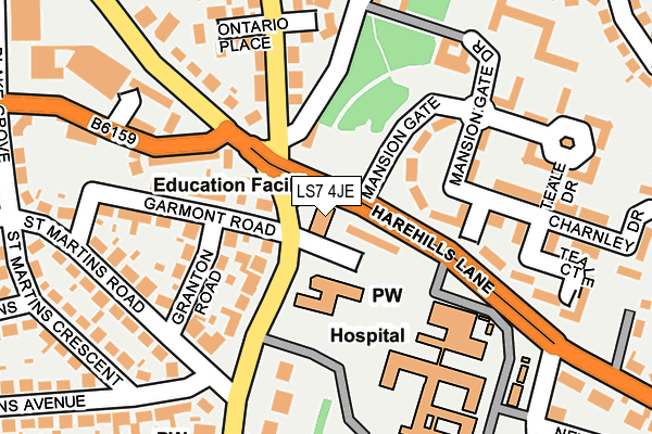 LS7 4JE map - OS OpenMap – Local (Ordnance Survey) LS7 4JE map - OS OpenMap – Local (Ordnance Survey)