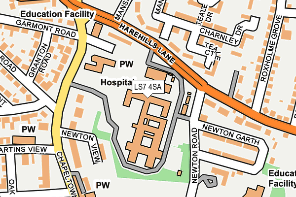 LS7 4SA map - OS OpenMap – Local (Ordnance Survey) LS7 4SA map - OS OpenMap – Local (Ordnance Survey)