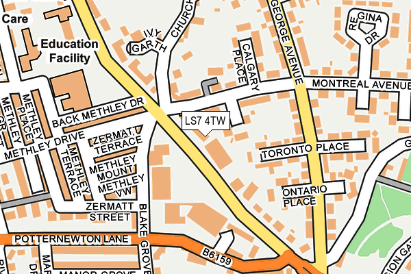 LS7 4TW map - OS OpenMap – Local (Ordnance Survey) LS7 4TW map - OS OpenMap – Local (Ordnance Survey)