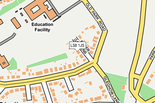 LS8 1JS map - OS OpenMap – Local (Ordnance Survey) LS8 1JS map - OS OpenMap – Local (Ordnance Survey)