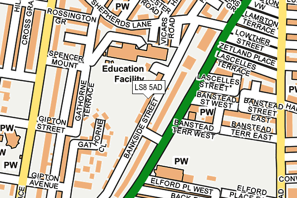 LS8 5AD map - OS OpenMap – Local (Ordnance Survey)
