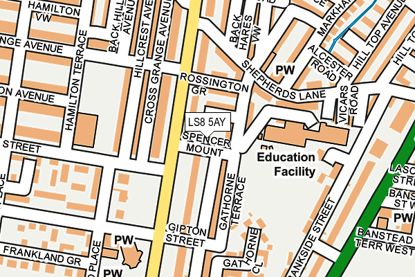 LS8 5AY map - OS OpenMap – Local (Ordnance Survey) LS8 5AY map - OS OpenMap – Local (Ordnance Survey)
