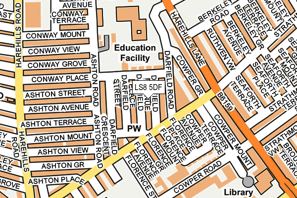 LS8 5DF map - OS OpenMap – Local (Ordnance Survey) LS8 5DF map - OS OpenMap – Local (Ordnance Survey)