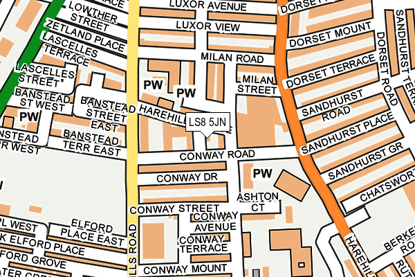 LS8 5JN map - OS OpenMap – Local (Ordnance Survey) LS8 5JN map - OS OpenMap – Local (Ordnance Survey)