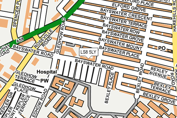 LS8 5LY map - OS OpenMap – Local (Ordnance Survey) LS8 5LY map - OS OpenMap – Local (Ordnance Survey)