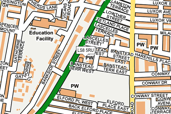 LS8 5RU map - OS OpenMap – Local (Ordnance Survey) LS8 5RU map - OS OpenMap – Local (Ordnance Survey)