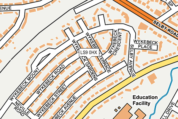 LS9 0HX map - OS OpenMap – Local (Ordnance Survey) LS9 0HX map - OS OpenMap – Local (Ordnance Survey)