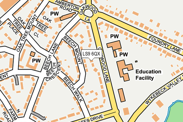 LS9 6QX map - OS OpenMap – Local (Ordnance Survey)