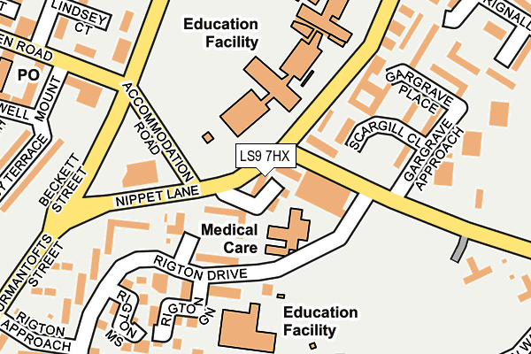 LS9 7HX map - OS OpenMap – Local (Ordnance Survey) LS9 7HX map - OS OpenMap – Local (Ordnance Survey)