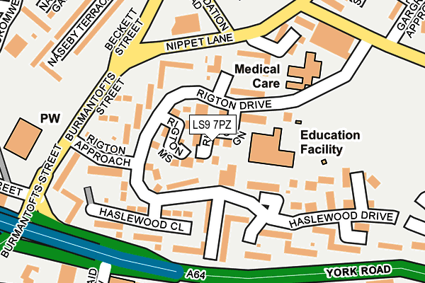 LS9 7PZ map - OS OpenMap – Local (Ordnance Survey) LS9 7PZ map - OS OpenMap – Local (Ordnance Survey)