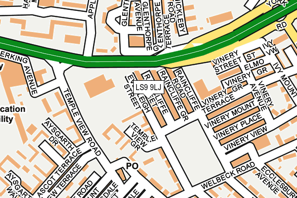 LS9 9LJ map - OS OpenMap – Local (Ordnance Survey) LS9 9LJ map - OS OpenMap – Local (Ordnance Survey)