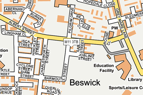 M11 3TB map - OS OpenMap – Local (Ordnance Survey)