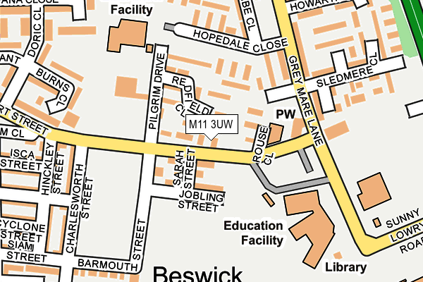 M11 3UW map - OS OpenMap – Local (Ordnance Survey)