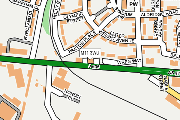M11 3WU map - OS OpenMap – Local (Ordnance Survey)