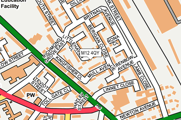 M12 4QY map - OS OpenMap – Local (Ordnance Survey) M12 4QY map - OS OpenMap – Local (Ordnance Survey)