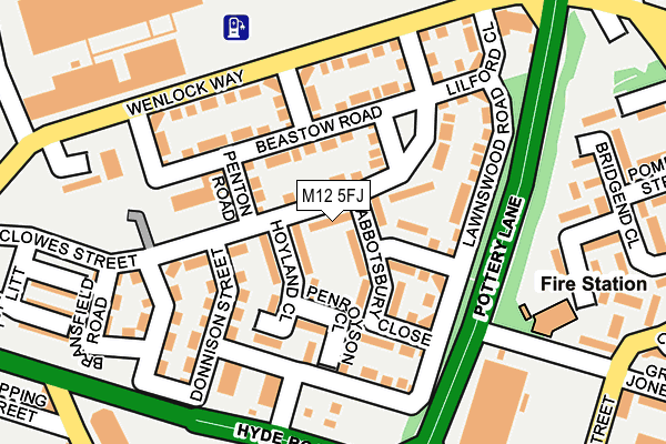 M12 5FJ map - OS OpenMap – Local (Ordnance Survey)