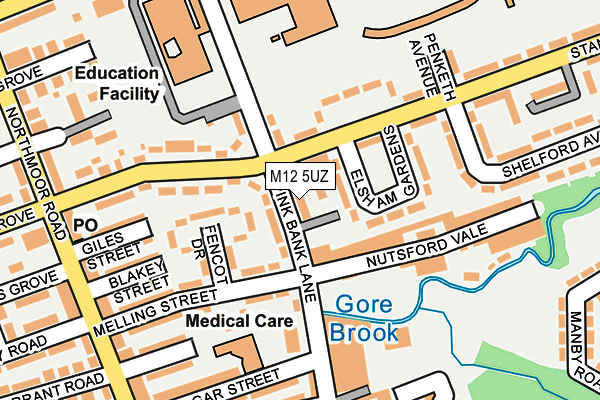 M12 5UZ map - OS OpenMap – Local (Ordnance Survey)