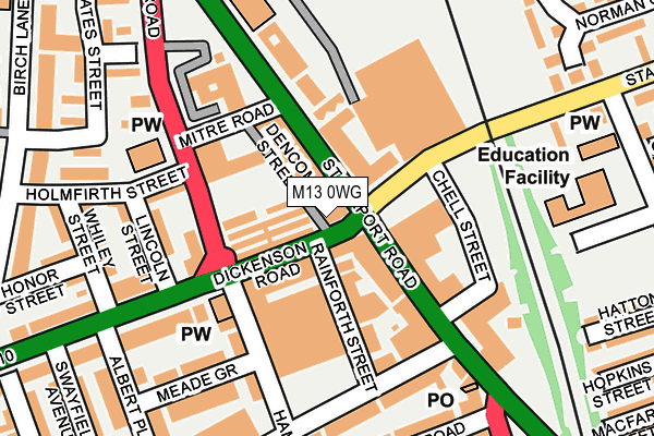 M13 0WG map - OS OpenMap – Local (Ordnance Survey) M13 0WG map - OS OpenMap – Local (Ordnance Survey)