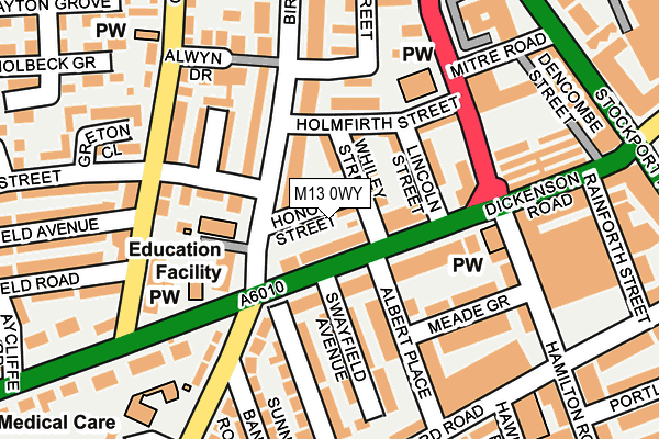 M13 0WY map - OS OpenMap – Local (Ordnance Survey) M13 0WY map - OS OpenMap – Local (Ordnance Survey)