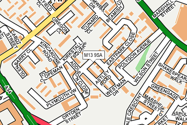 M13 9SA map - OS OpenMap – Local (Ordnance Survey) M13 9SA map - OS OpenMap – Local (Ordnance Survey)