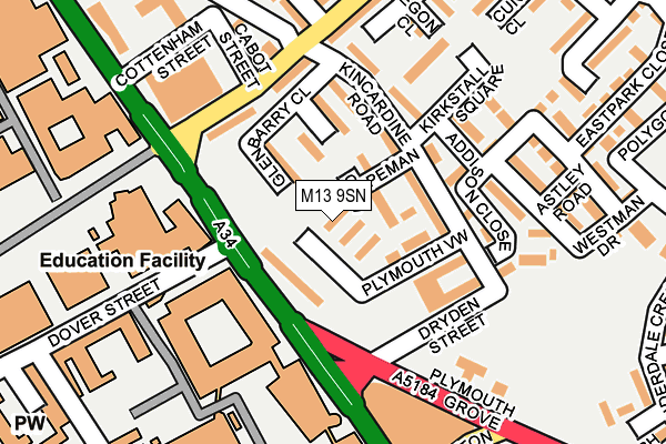 M13 9SN map - OS OpenMap – Local (Ordnance Survey) M13 9SN map - OS OpenMap – Local (Ordnance Survey)