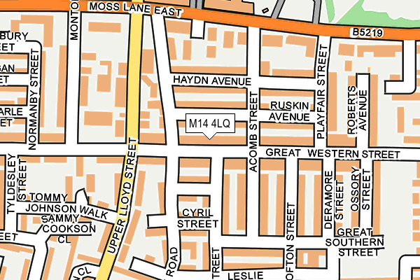 M14 4LQ map - OS OpenMap – Local (Ordnance Survey) M14 4LQ map - OS OpenMap – Local (Ordnance Survey)