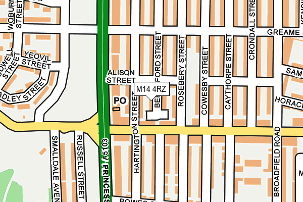 M14 4RZ map - OS OpenMap – Local (Ordnance Survey) M14 4RZ map - OS OpenMap – Local (Ordnance Survey)