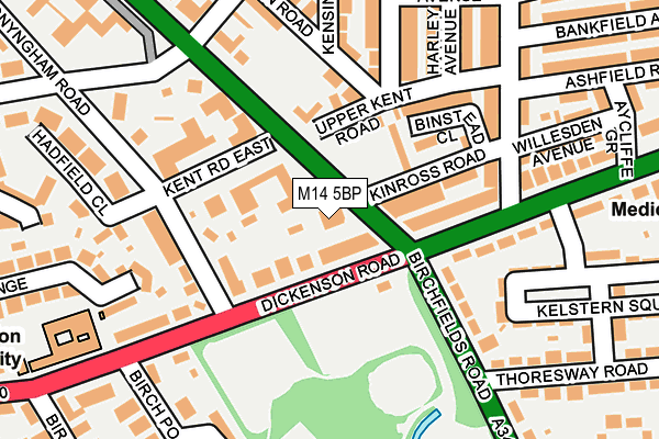 M14 5BP map - OS OpenMap – Local (Ordnance Survey) M14 5BP map - OS OpenMap – Local (Ordnance Survey)
