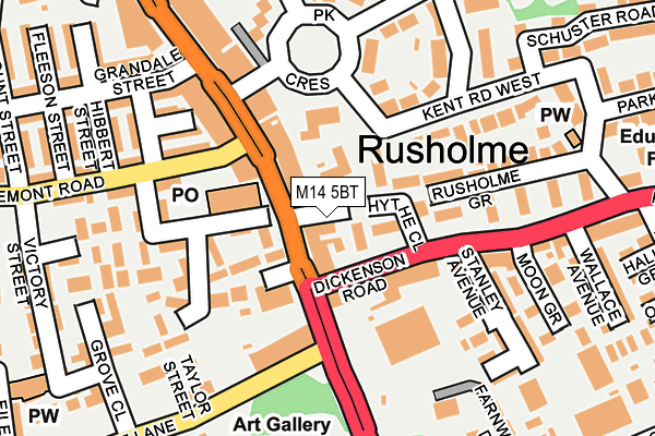 M14 5BT map - OS OpenMap – Local (Ordnance Survey)