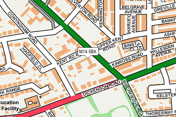 M14 5BX map - OS OpenMap – Local (Ordnance Survey) M14 5BX map - OS OpenMap – Local (Ordnance Survey)