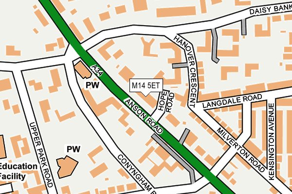 M14 5ET map - OS OpenMap – Local (Ordnance Survey) M14 5ET map - OS OpenMap – Local (Ordnance Survey)