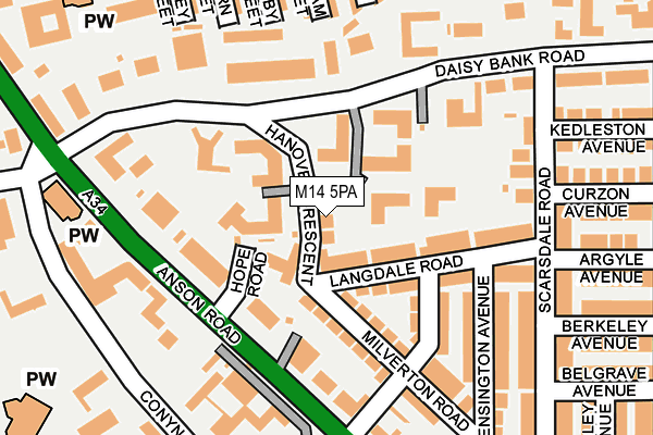 M14 5PA map - OS OpenMap – Local (Ordnance Survey) M14 5PA map - OS OpenMap – Local (Ordnance Survey)