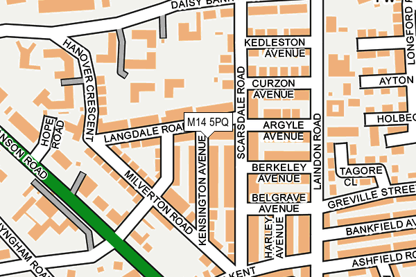 M14 5PQ map - OS OpenMap – Local (Ordnance Survey)