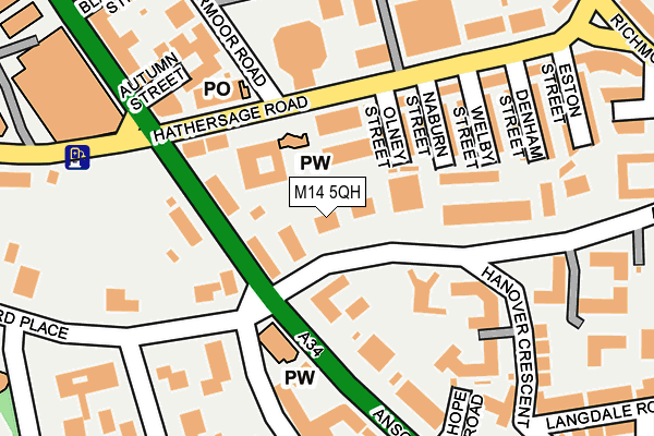 M14 5QH map - OS OpenMap – Local (Ordnance Survey) M14 5QH map - OS OpenMap – Local (Ordnance Survey)