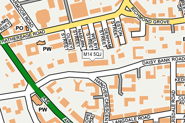 M14 5QJ map - OS OpenMap – Local (Ordnance Survey) M14 5QJ map - OS OpenMap – Local (Ordnance Survey)