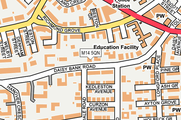M14 5QN map - OS OpenMap – Local (Ordnance Survey) M14 5QN map - OS OpenMap – Local (Ordnance Survey)