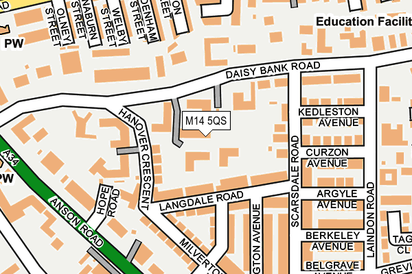 M14 5QS map - OS OpenMap – Local (Ordnance Survey) M14 5QS map - OS OpenMap – Local (Ordnance Survey)
