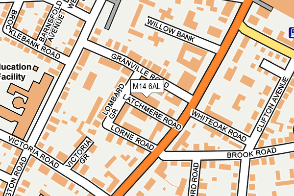 M14 6AL map - OS OpenMap – Local (Ordnance Survey)