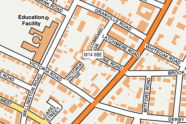 M14 6BE map - OS OpenMap – Local (Ordnance Survey) M14 6BE map - OS OpenMap – Local (Ordnance Survey)