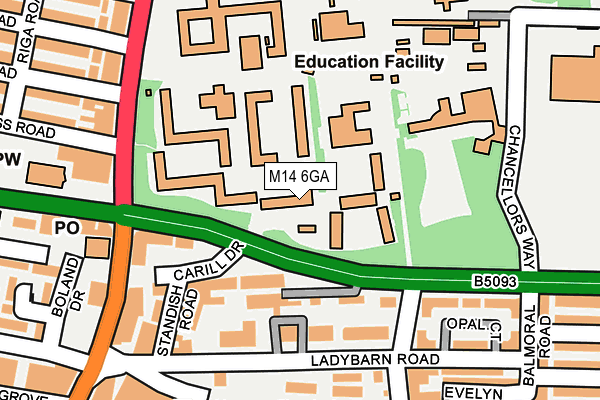 M14 6GA map - OS OpenMap – Local (Ordnance Survey) M14 6GA map - OS OpenMap – Local (Ordnance Survey)
