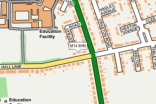 M14 6HN map - OS OpenMap – Local (Ordnance Survey)