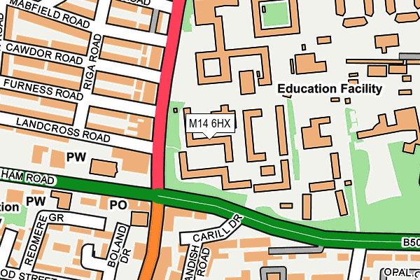 M14 6HX map - OS OpenMap – Local (Ordnance Survey) M14 6HX map - OS OpenMap – Local (Ordnance Survey)