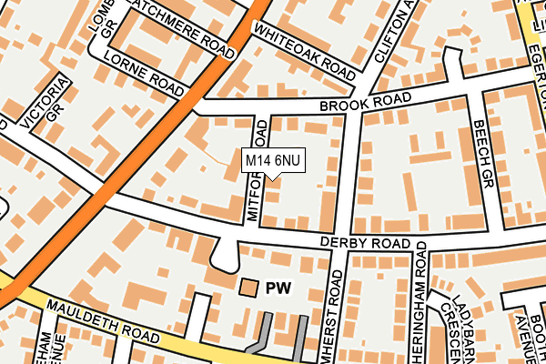 M14 6NU map - OS OpenMap – Local (Ordnance Survey) M14 6NU map - OS OpenMap – Local (Ordnance Survey)