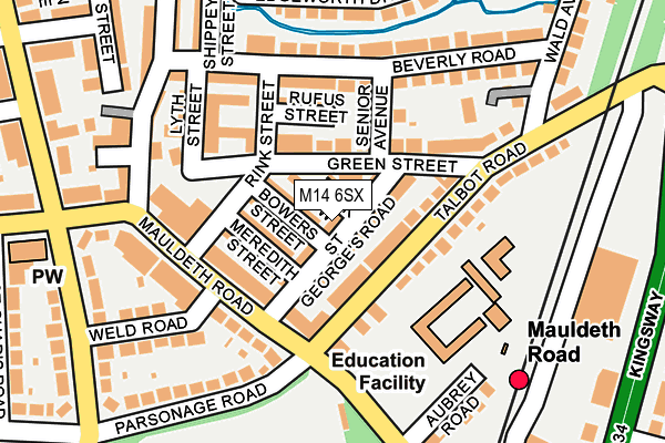 M14 6SX map - OS OpenMap – Local (Ordnance Survey) M14 6SX map - OS OpenMap – Local (Ordnance Survey)