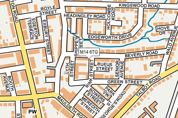 M14 6TG map - OS OpenMap – Local (Ordnance Survey)
