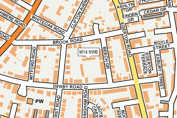 M14 6WB map - OS OpenMap – Local (Ordnance Survey) M14 6WB map - OS OpenMap – Local (Ordnance Survey)