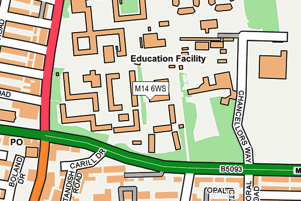 M14 6WS map - OS OpenMap – Local (Ordnance Survey) M14 6WS map - OS OpenMap – Local (Ordnance Survey)